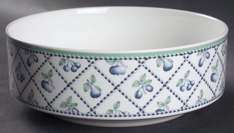 Provence (Blue Weave, Green Trim) 9" Round Vegetable Bowl by Villeroy & Boch-1