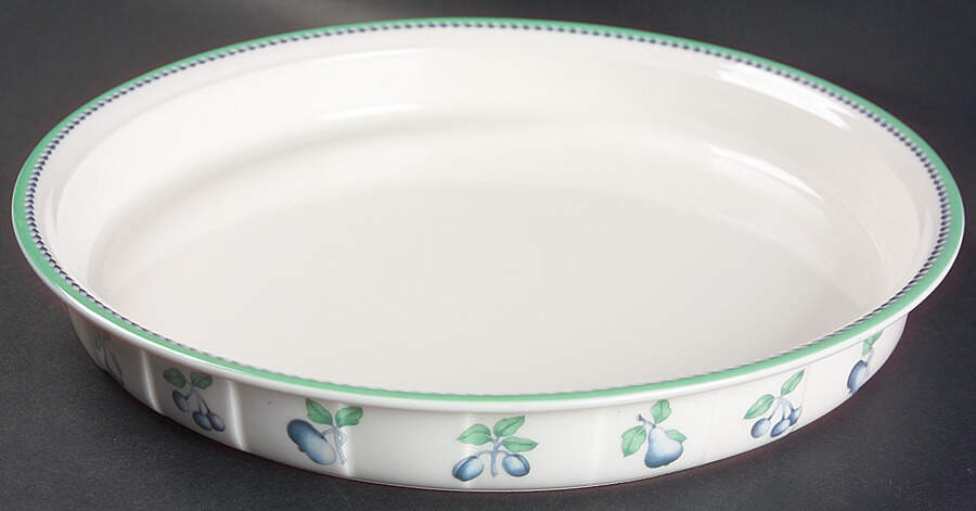 Provence (Blue Weave, Green Trim) 12" Quiche by Villeroy & Boch-1