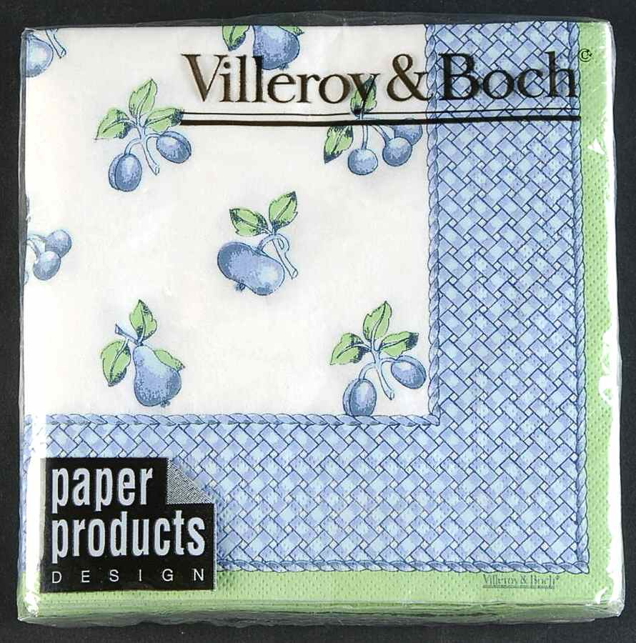 Provence (Blue Weave, Green Trim) Package of Paper Beverage Napkins by Villeroy & Boch-1