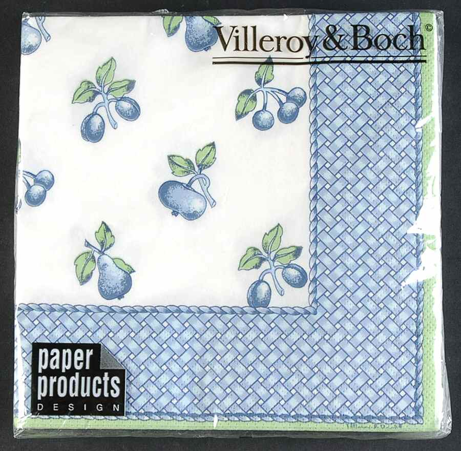 Provence (Blue Weave, Green Trim) Package of Paper Luncheon Napkins by Villeroy & Boch-1