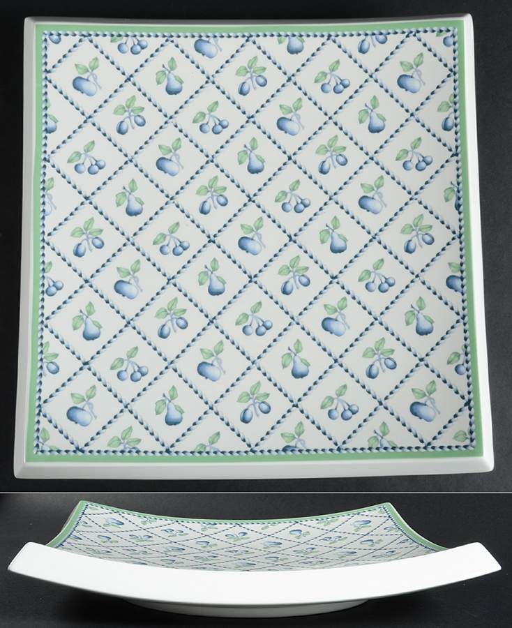 Provence (Blue Weave, Green Trim) Square Cake Plate by Villeroy & Boch-1
