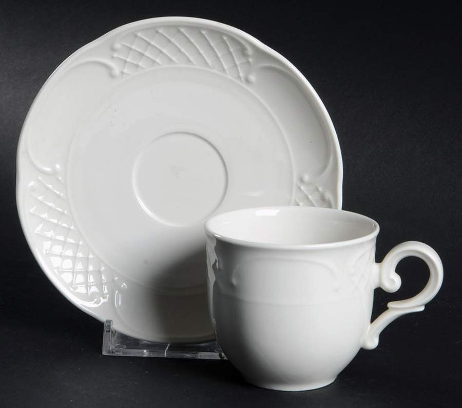 Redoute White Flat Demitasse Cup & Saucer Set by Villeroy & Boch-1