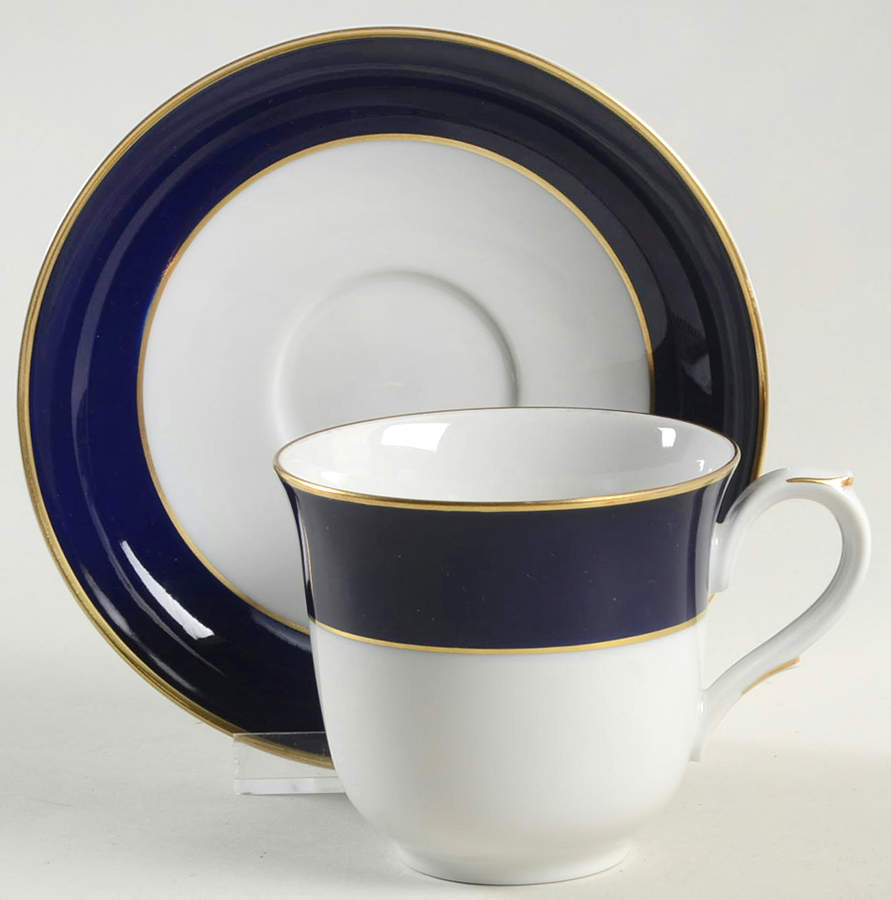 Royal Blue Flat Cup & Saucer Set by Villeroy & Boch-1