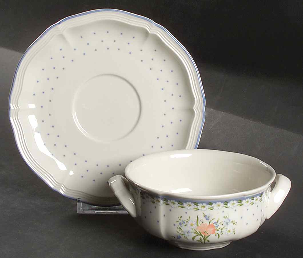 Romantica Flat Cream Soup Bowl & Saucer Set by Villeroy & Boch-1