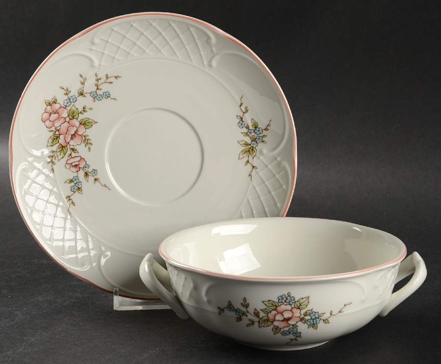 Rosette Flat Cream Soup Bowl & Saucer Set by Villeroy & Boch-1