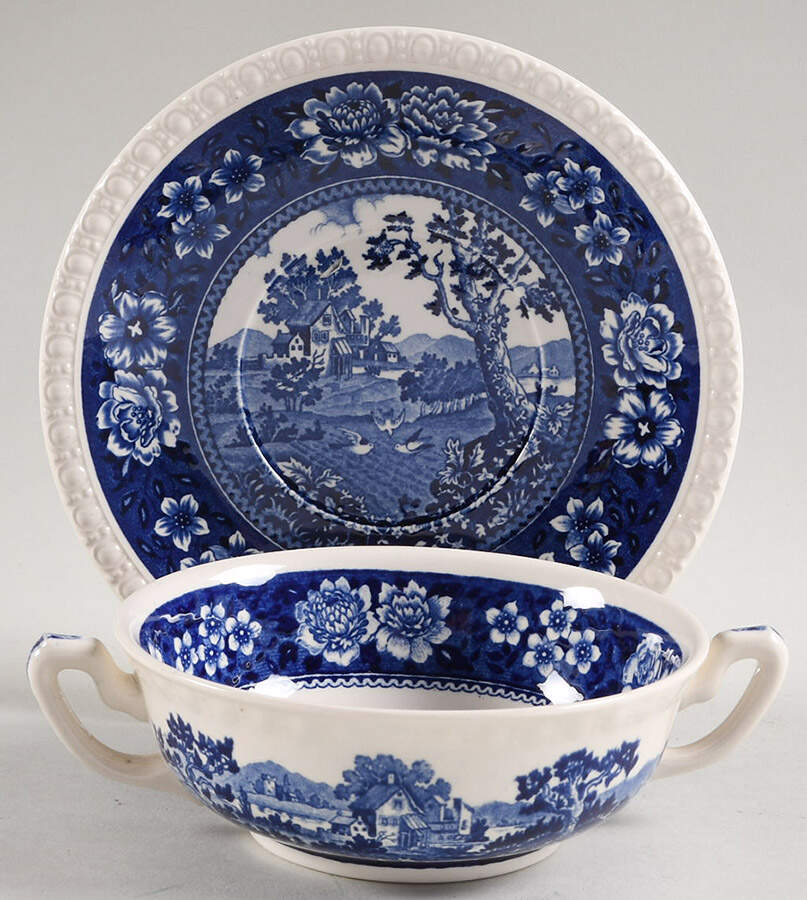 Rusticana Blue Flat Cream Soup Bowl & Saucer Set by Villeroy & Boch-1