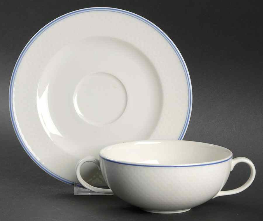Tipo Blue Flat Cream Soup Bowl & Saucer Set by Villeroy & Boch-1