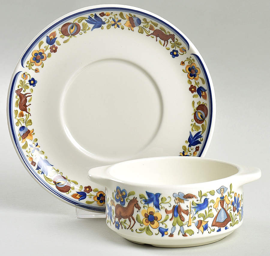 Troubadour Flat Cream Soup Bowl & Saucer Set by Villeroy & Boch-1