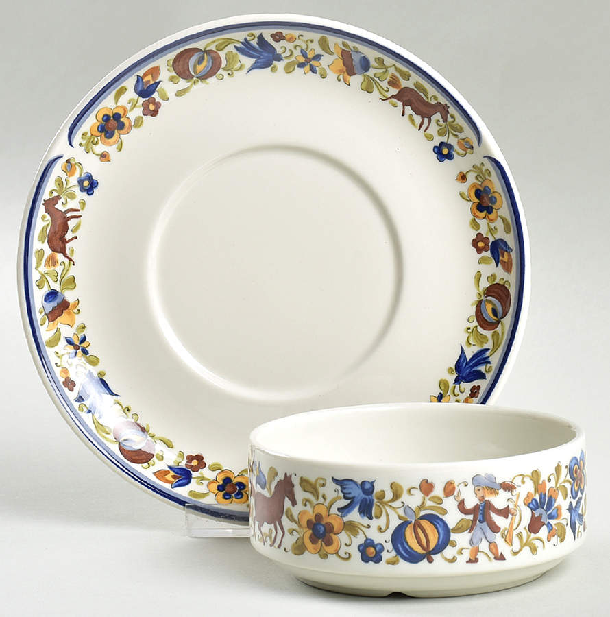 Troubadour Flat Cream Soup Bowl & Saucer Set by Villeroy & Boch-1