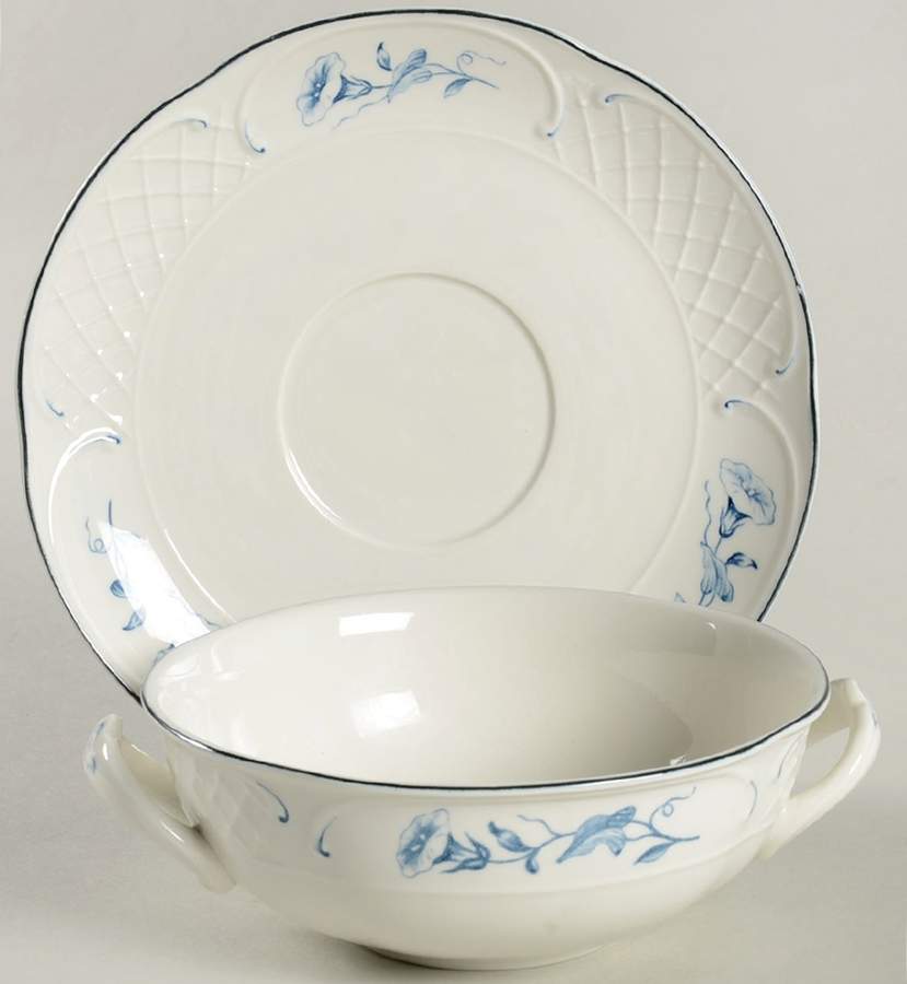Val Bleu Flat Cream Soup Bowl & Saucer Set by Villeroy & Boch-1