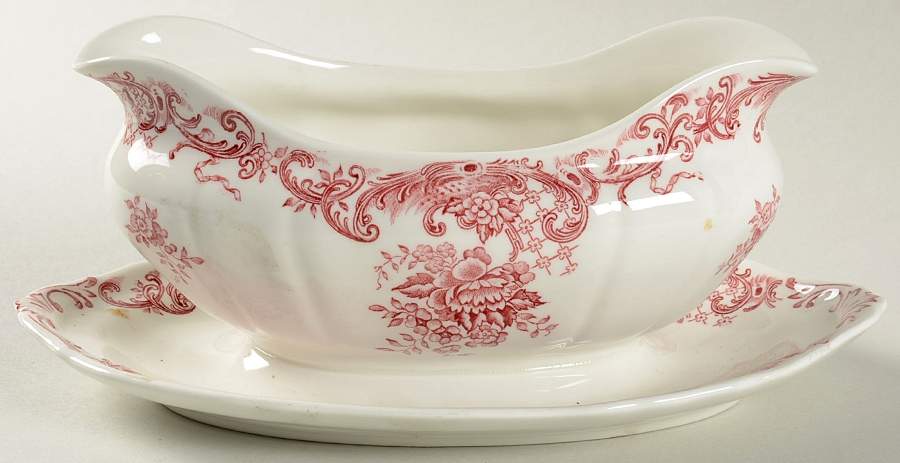 Valeria Red Gravy Boat with Attached Underplate by Villeroy & Boch-1