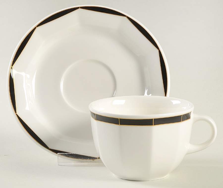 Varia Black and Gold Stacking Cup & Saucer Set by Villeroy & Boch-1