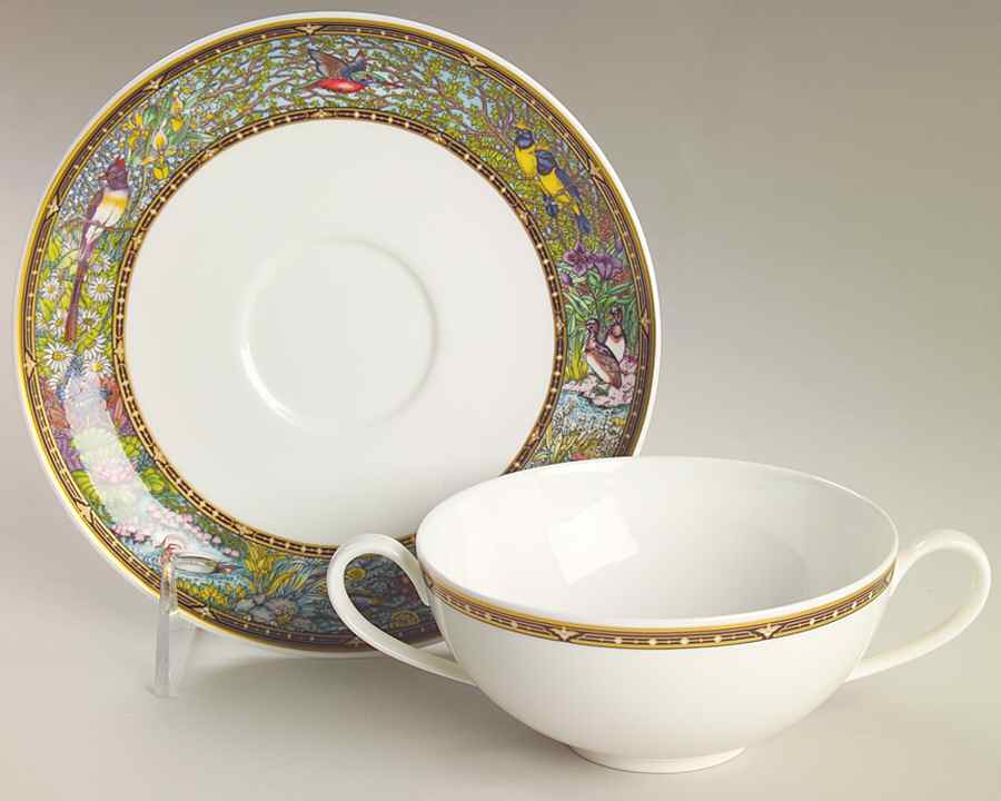 Vie Sauvage Footed Cream Soup Bowl & Saucer Set by Villeroy & Boch-1