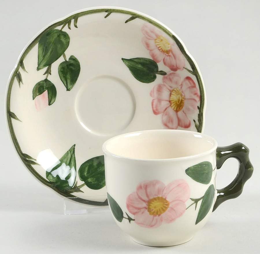 Wild Rose (Pink Flowers) Flat Demitasse Cup & Saucer Set by Villeroy & Boch-1