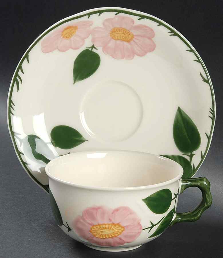 Wild Rose (Pink Flowers) Flat Cup & Saucer Set by Villeroy & Boch-1