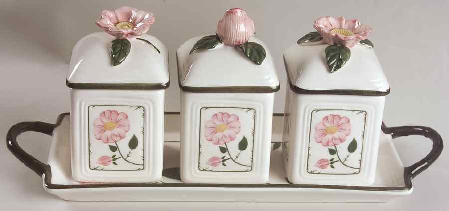 Wild Rose (Pink Flowers) (4 Piece) Jam/Jelly Set (JJM1, JJM2, JJM3 & JJS4T) by Villeroy & Boch-1