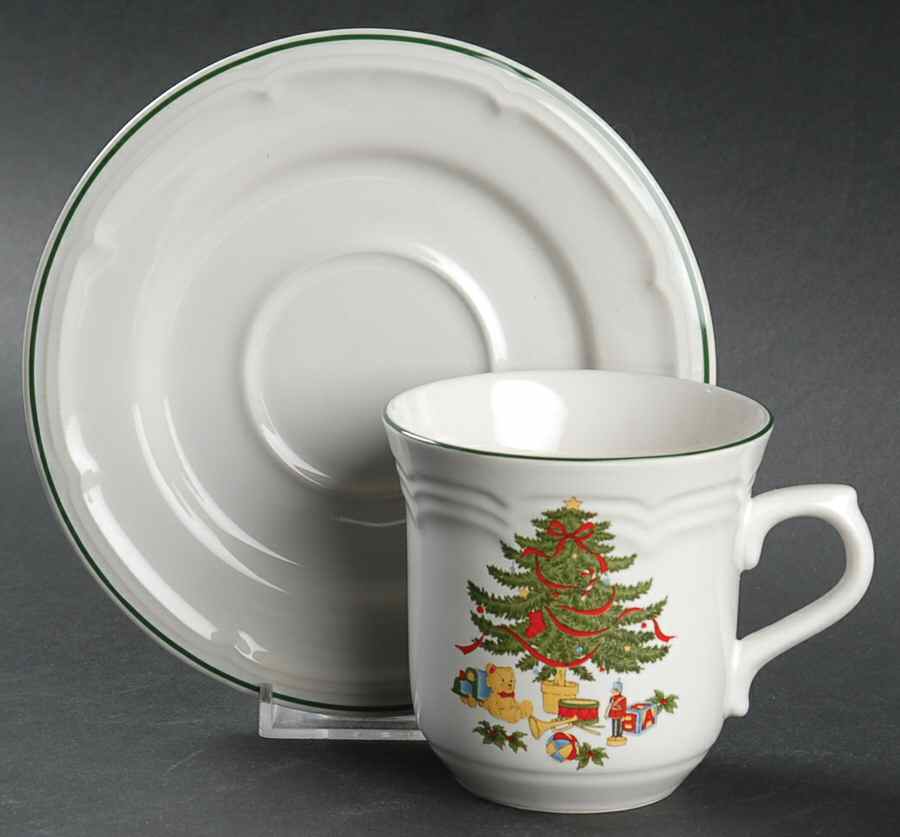 Christmas Tree Flat Cup & Saucer Set by Vitromaster-1
