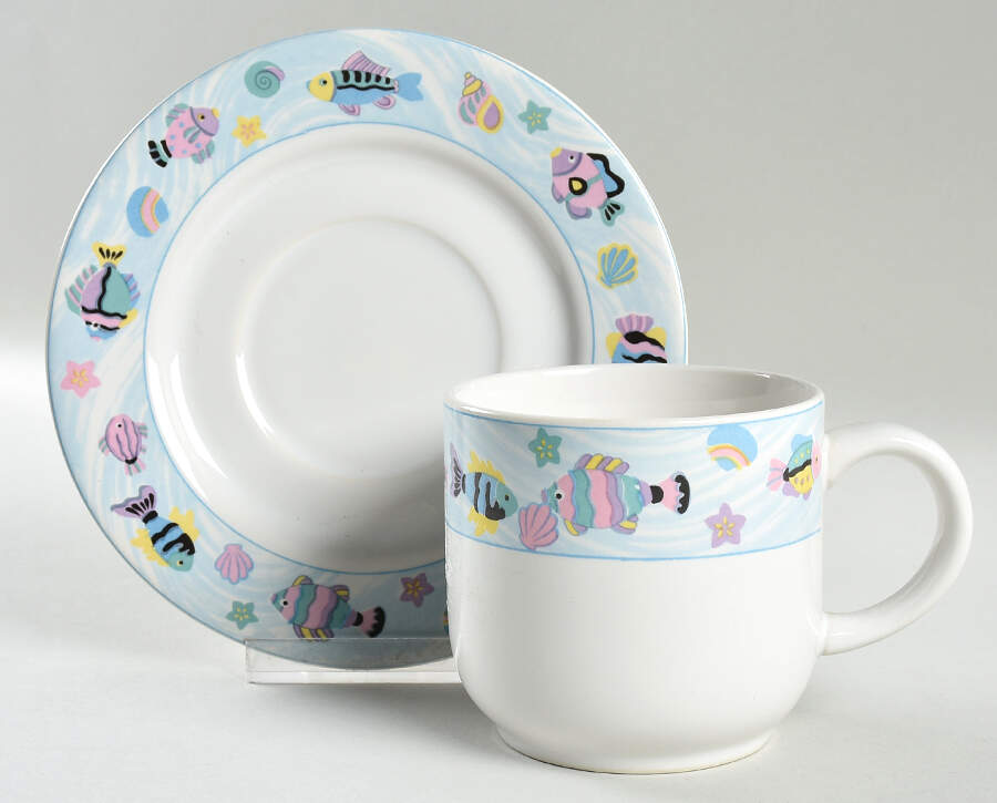Sea Side Flat Cup & Saucer Set by Vitromaster-1