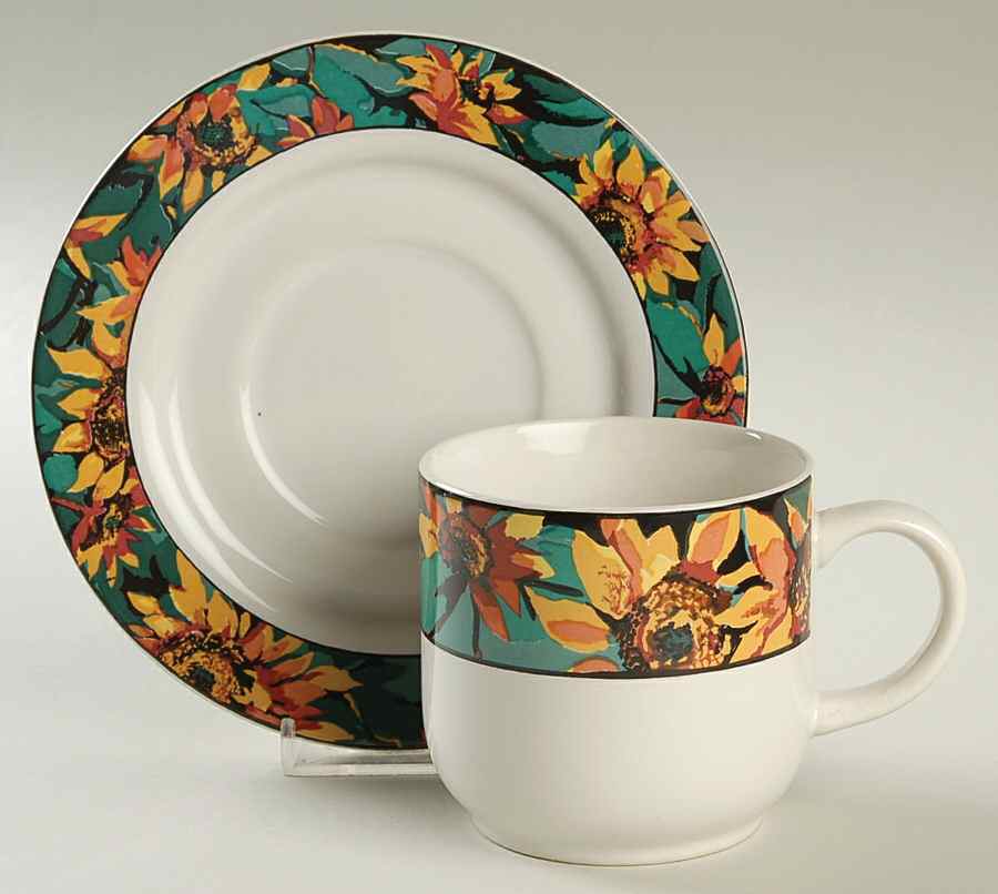 Sun Flower Flat Cup & Saucer Set by Vitromaster-1