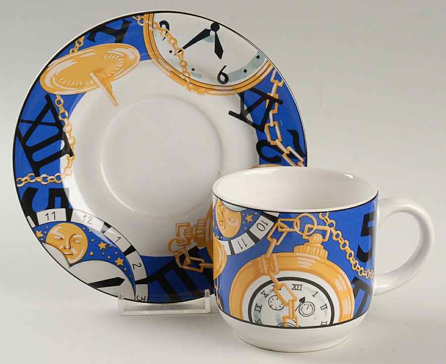 Time Piece Flat Cup & Saucer Set by Vitromaster-1