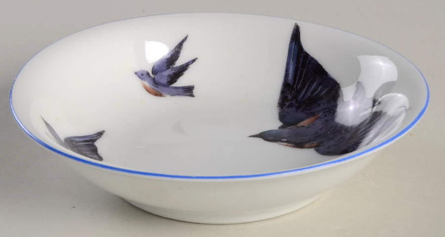 Blue Bird (Smooth Edge) Fruit/Dessert (Sauce) Bowl by Victoria (Czech)-1