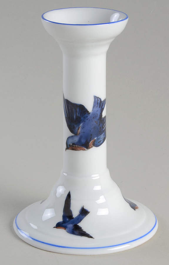 Blue Bird (Smooth Edge) 5" Candlestick by Victoria (Czech)-1