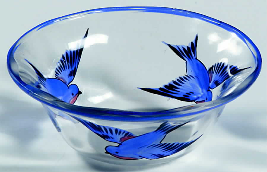 Blue Bird (Smooth Edge) Glassware Sauce Dip by Victoria (Czech)-1