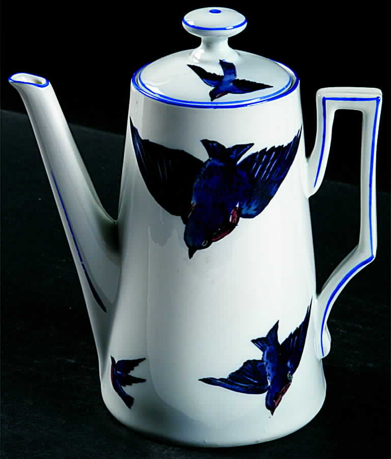 Blue Bird (Smooth Edge) Mini Coffee Pot & Lid by Victoria (Czech)-1