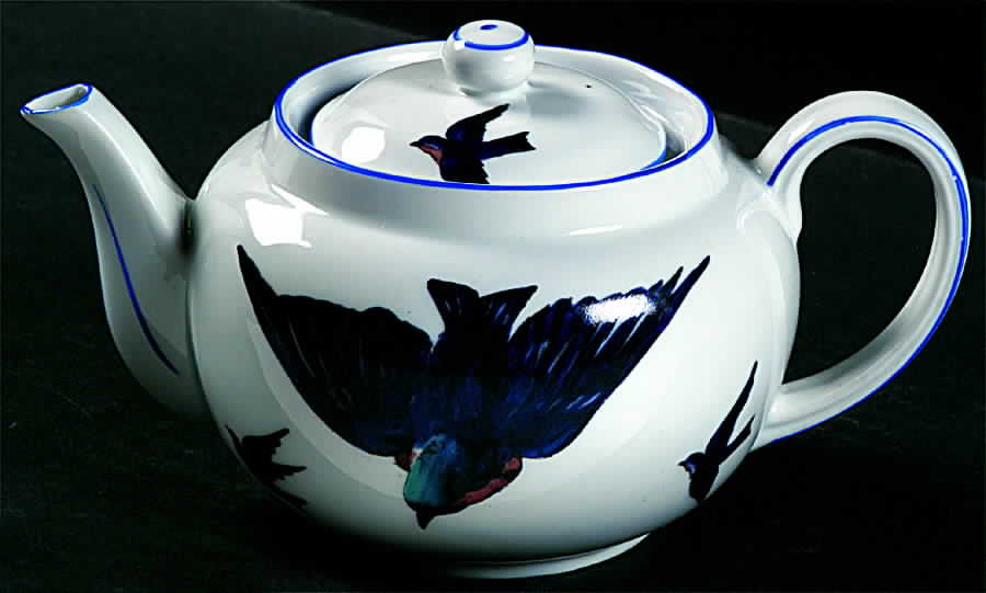 Blue Bird (Smooth Edge) Mini Teapot & Lid by Victoria (Czech)-1