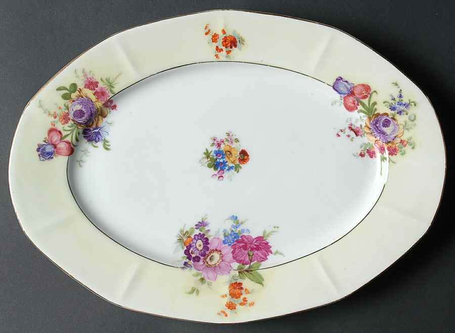 Maytime 12" Oval Serving Platter by Victoria (Czech)-1