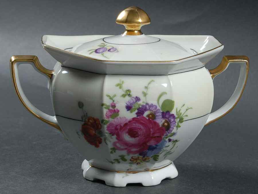 Maytime Sugar Bowl & Lid by Victoria (Czech)-1