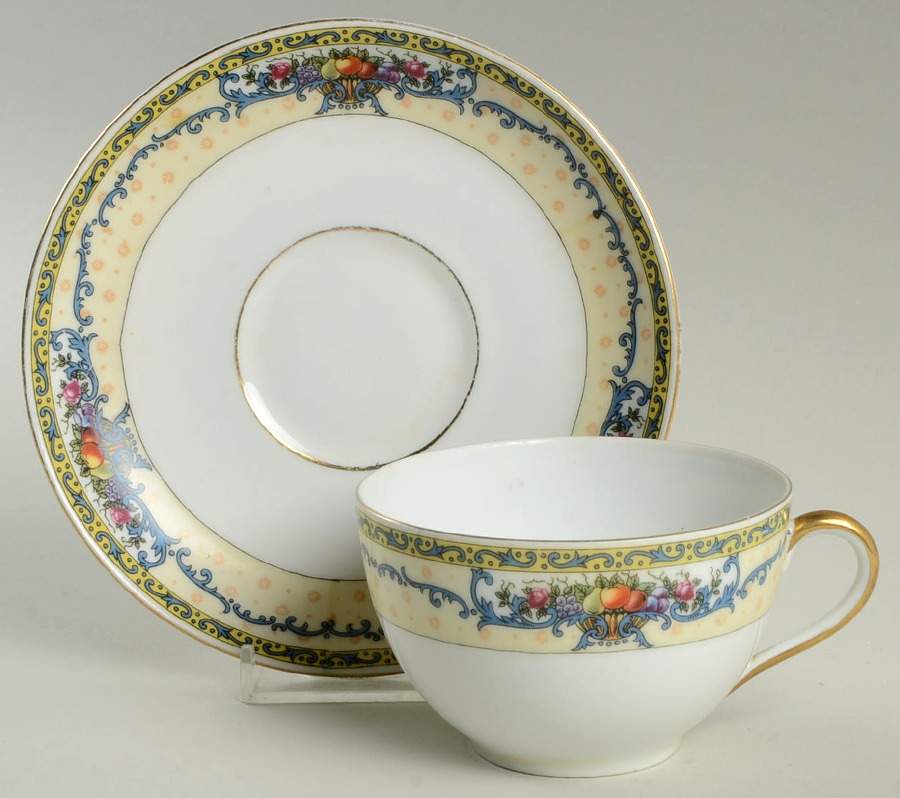 Norfolk Footed Cup & Saucer Set by Victoria (Czech)-1