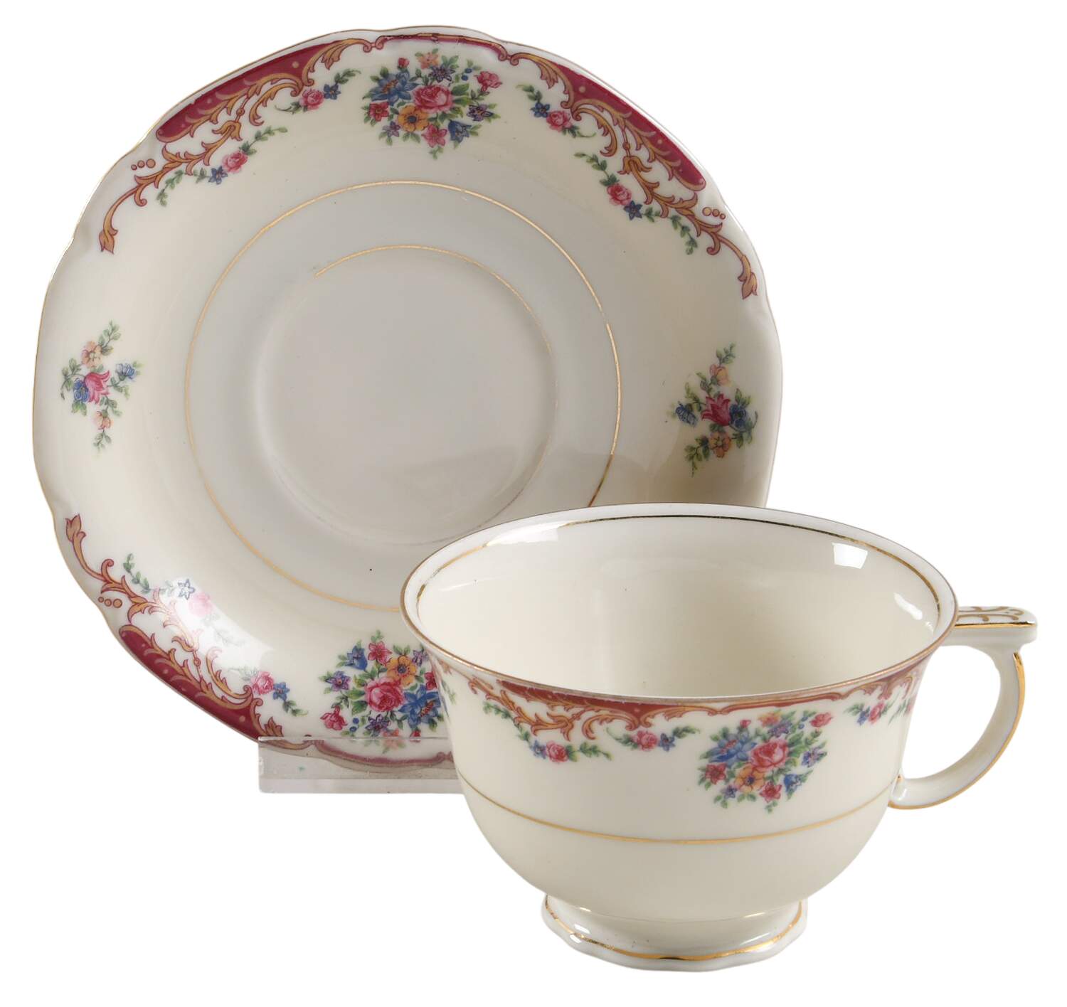 VIT101 Footed Cup & Saucer Set by Victoria (Czech)-1