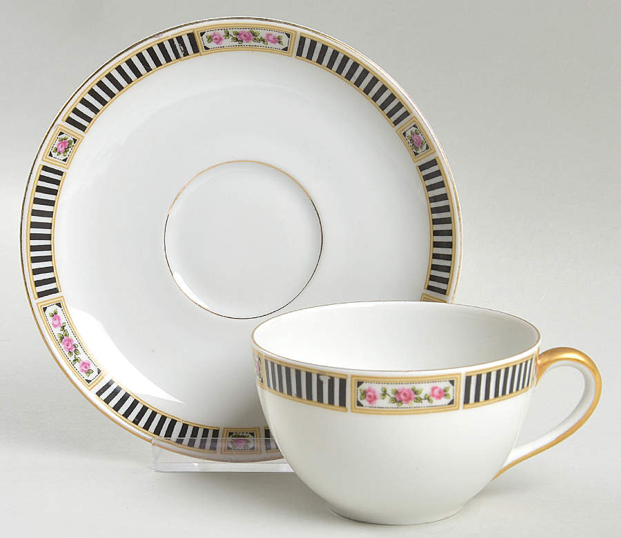 VIT12 Flat Cup & Saucer Set by Victoria (Czech)-1