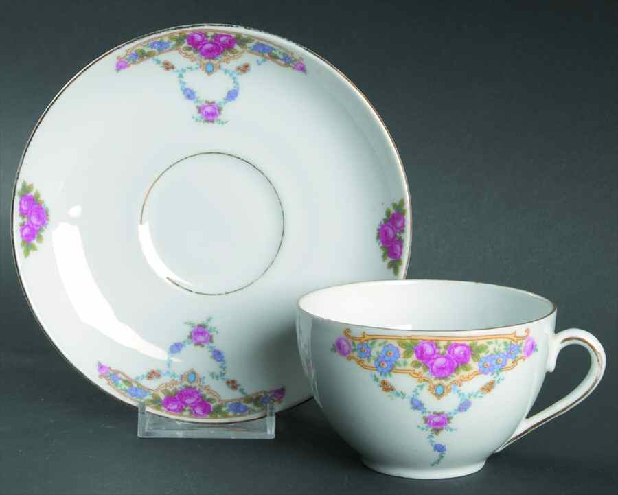 VIT13 Flat Cup & Saucer Set by Victoria (Czech)-1
