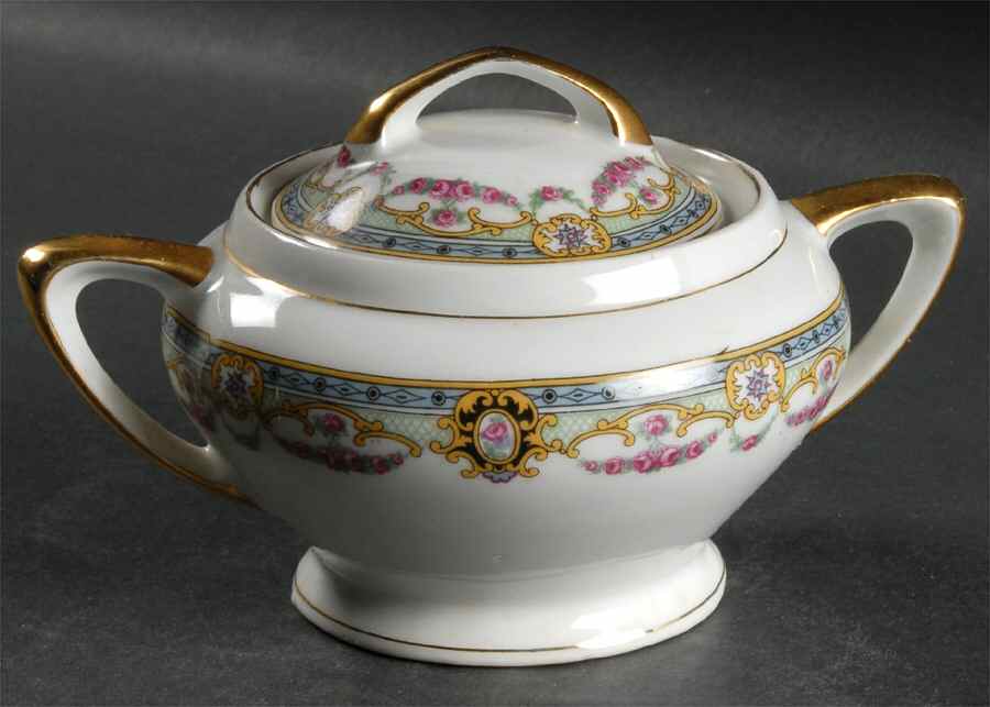 VIT34 Sugar Bowl & Lid by Victoria (Czech)-1