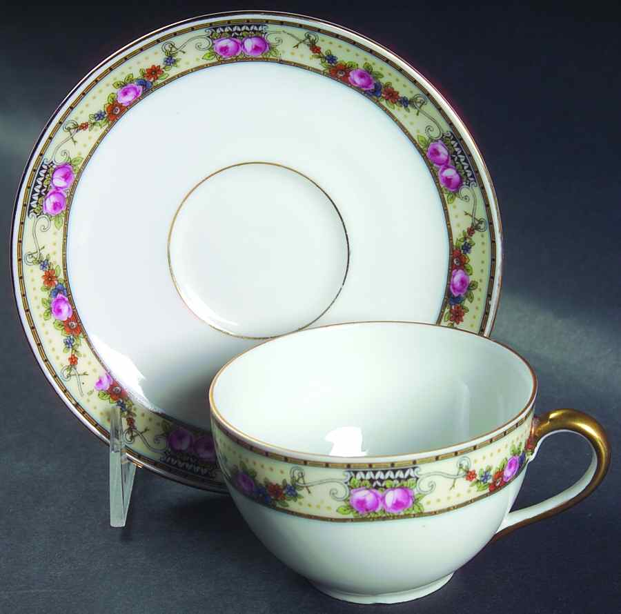 VIT43 Flat Cup & Saucer Set by Victoria (Czech)-1
