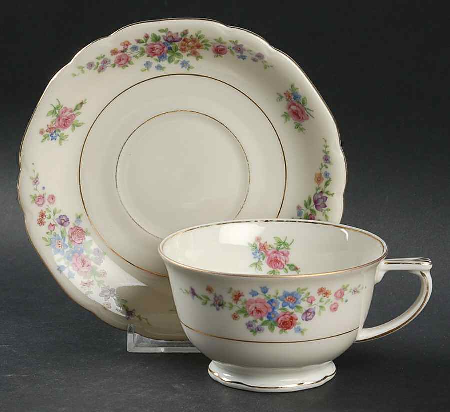 205 Footed Cup & Saucer Set by Victoria (Czech)-1