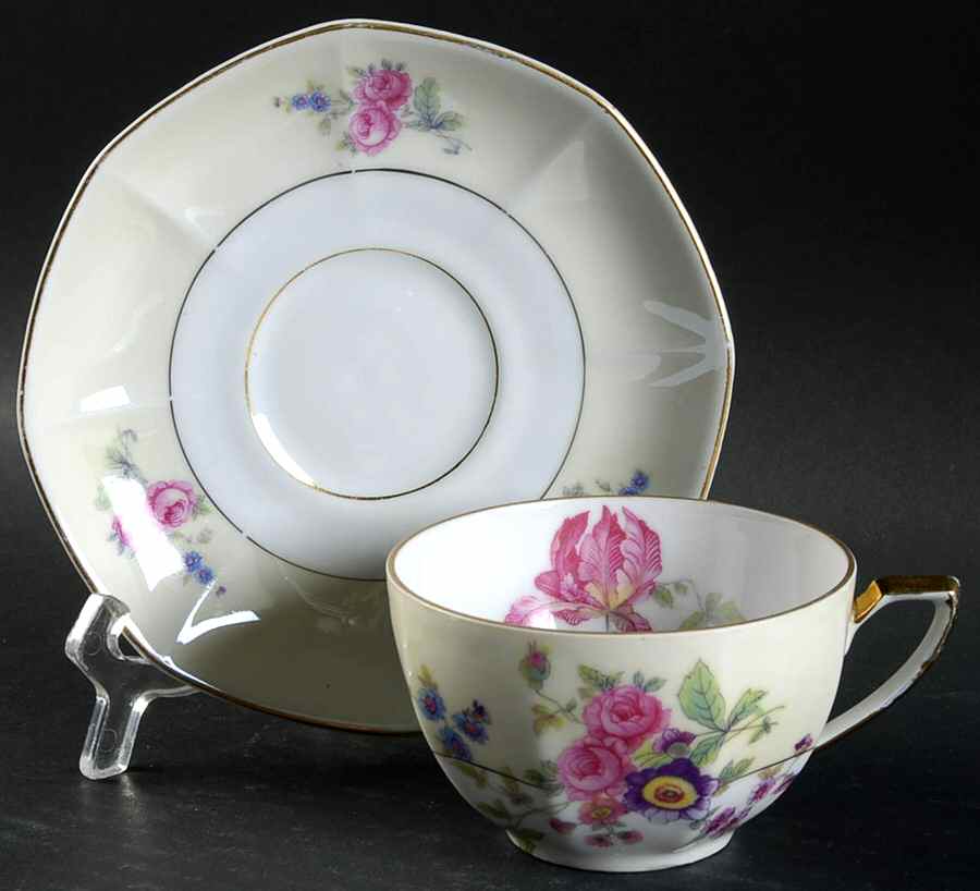 VIT55 Flat Cup & Saucer Set by Victoria (Czech)-1