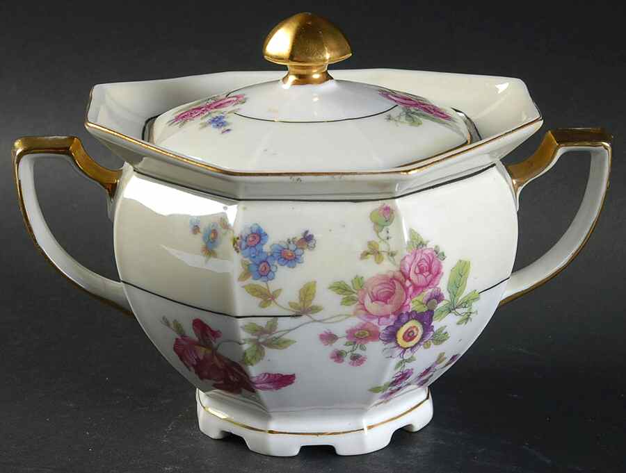 VIT55 Sugar Bowl & Lid by Victoria (Czech)-1
