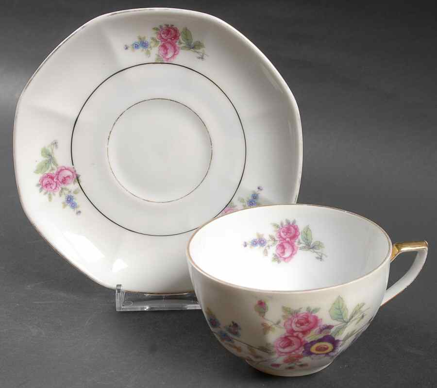 VIT55 Flat Cup & Saucer Set by Victoria (Czech)-1