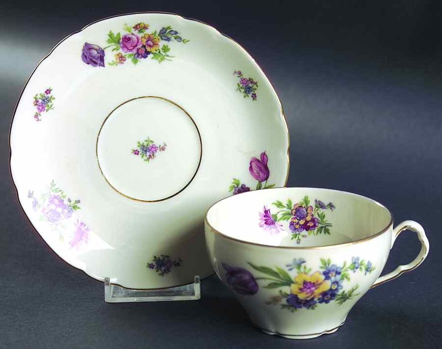 237 Flat Cup & Saucer Set by Victoria (Czech)-1