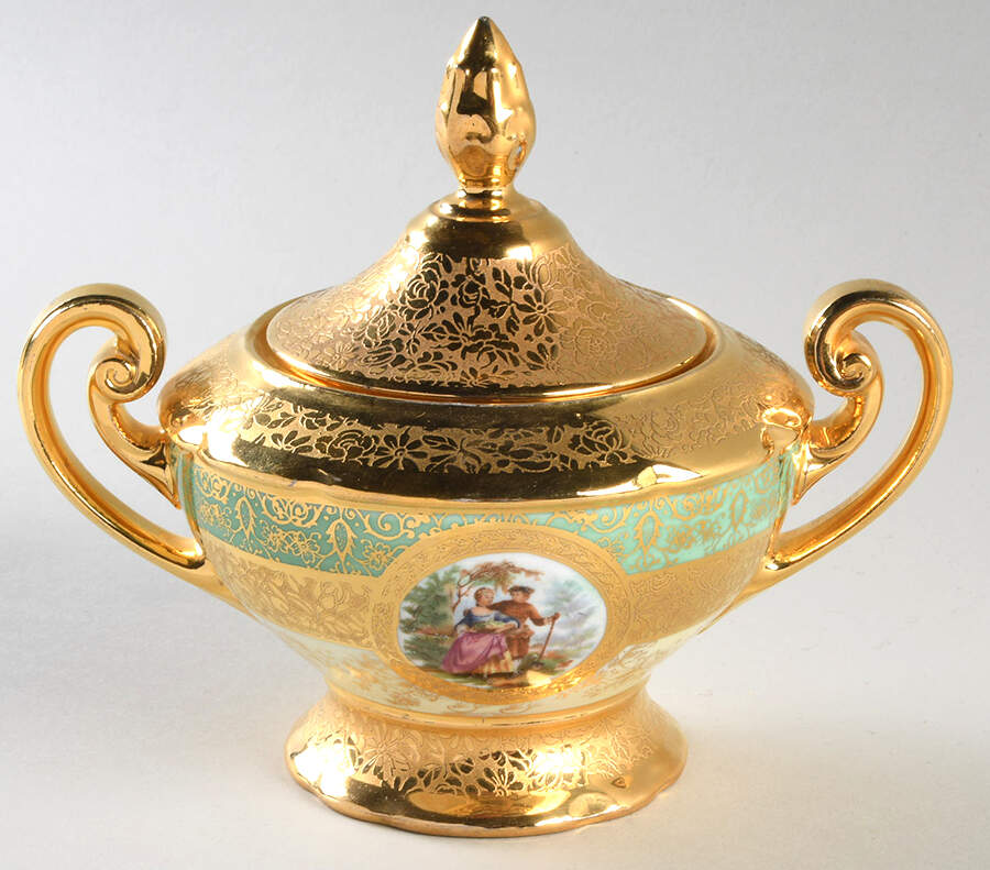 VIT97 Sugar Bowl & Lid by Victoria (Czech)-1