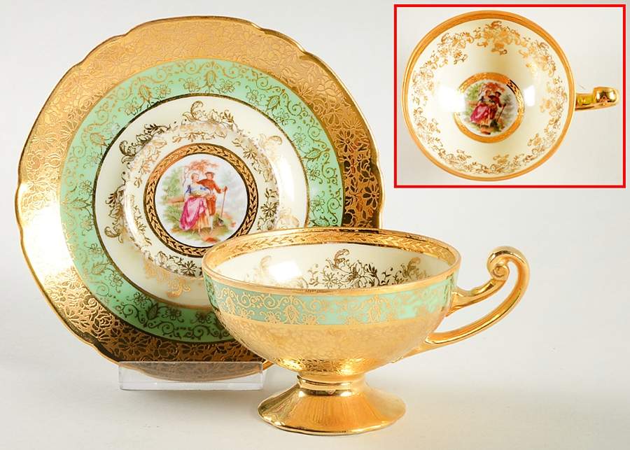 VIT97 Footed Cup & Saucer Set by Victoria (Czech)-1