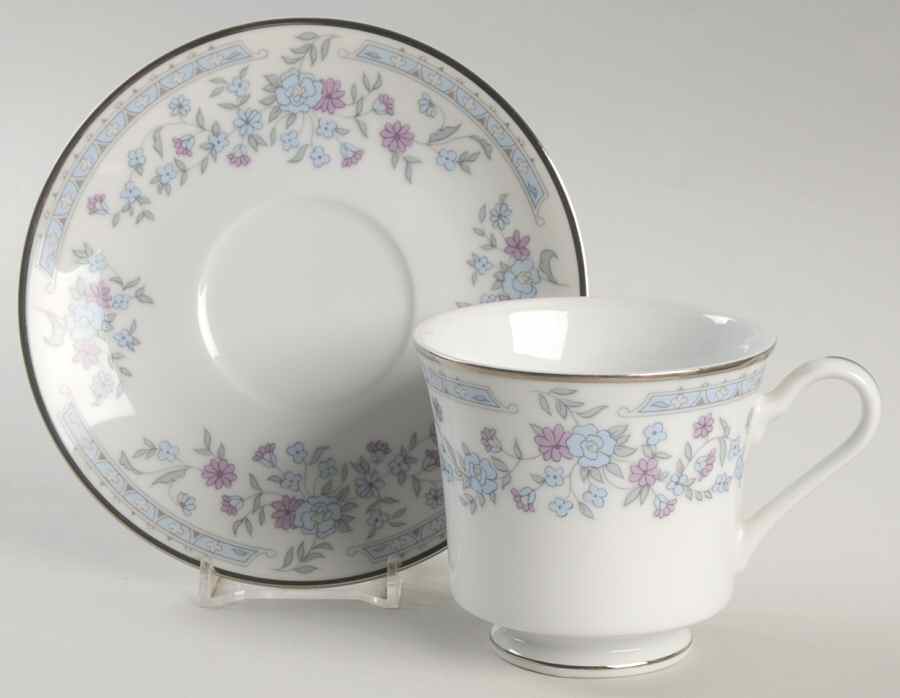 Blue Rose Footed Cup & Saucer Set by Viletta-1