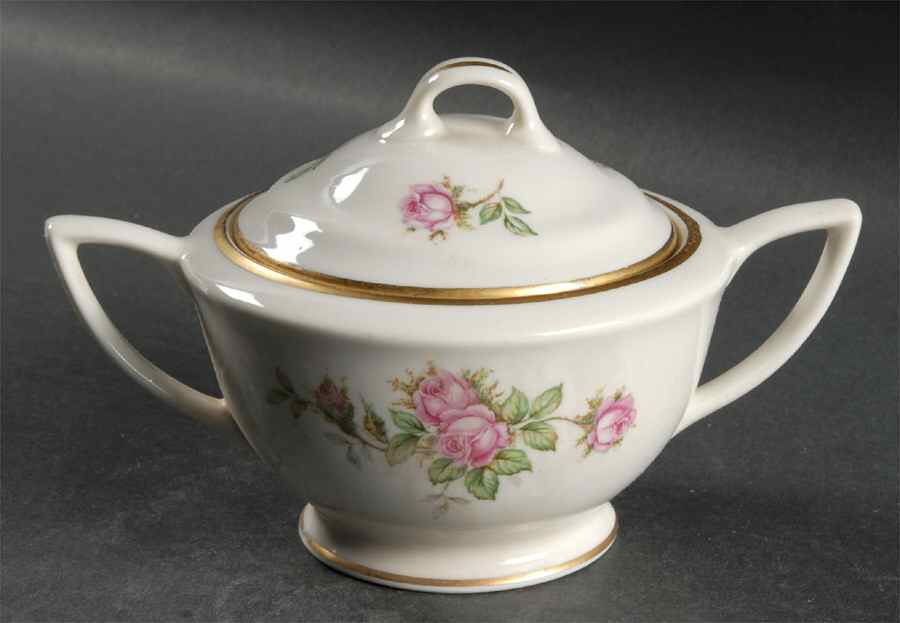 Damask Rose Sugar Bowl & Lid by Vogue-1