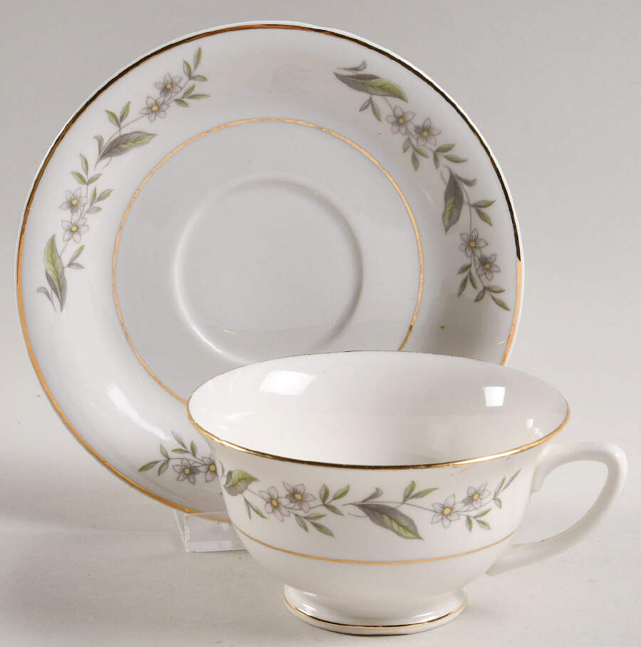 Gardenia Footed Cup & Saucer Set by Vogue-1