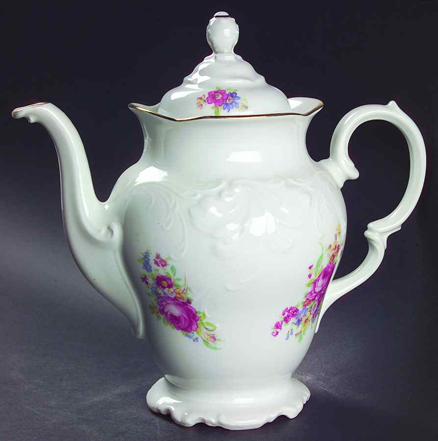 Wanda (Scalloped, Embossed) Coffee Pot & Lid by Vendome Porcelain-1