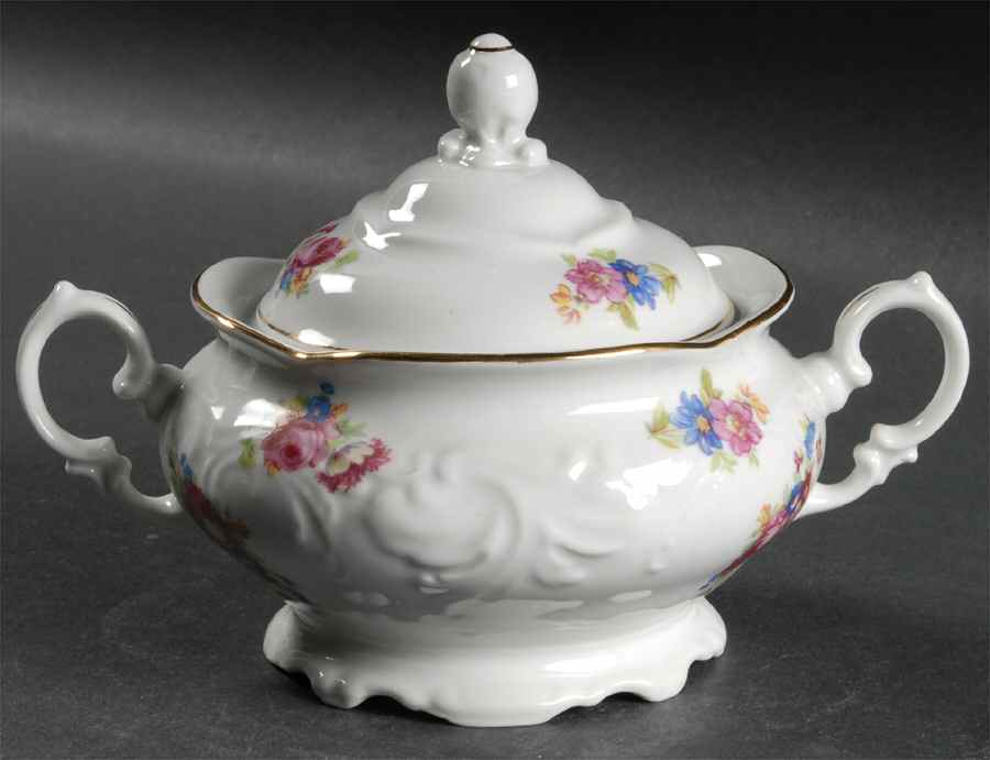 Wanda (Scalloped, Embossed) Sugar Bowl & Lid by Vendome Porcelain-1