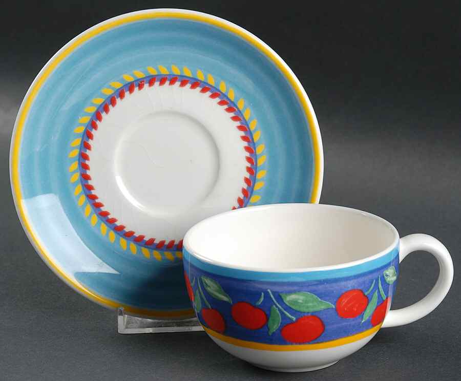 Fruit Fantasy Flat Cup & Saucer Set by Vista Alegre-1